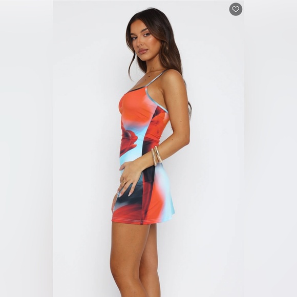 NWT White Fox Blue/Orange Swirl Maybe Later Mini Dress - Picture 3 of 9